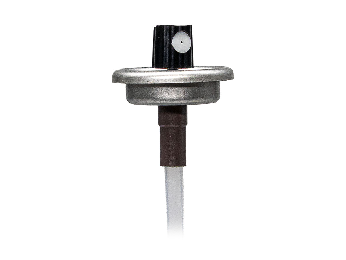 1" Finish, Silver/Black, Aerosol Valves, Male, 4 5/8" DT, Actuator