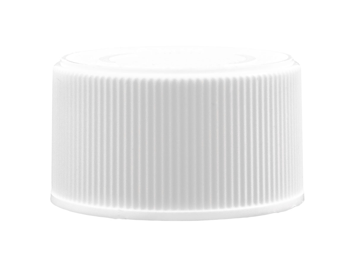 24/410 Finish, White, Caps, CRC, Fine Ribbed, Foam Lnr