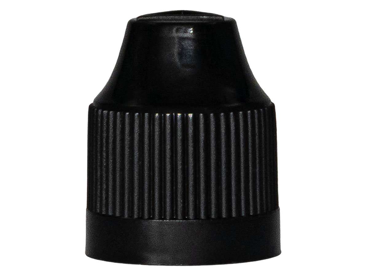 18mm Finish, Black, Caps, CRC, Fine Ribbed, Dropper Tip Style