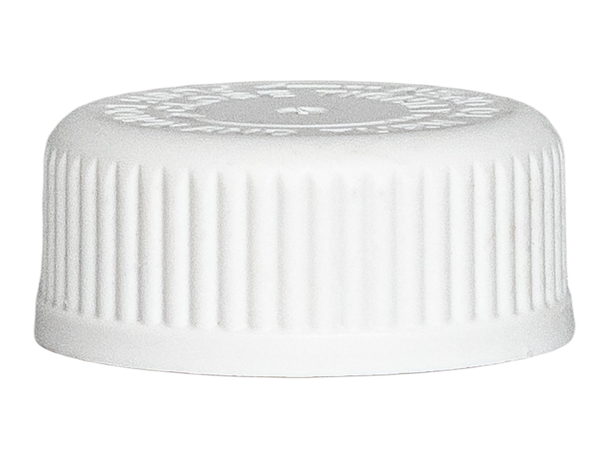 28/400 Finish, White, Caps, Crc, Fine Ribbed, Pulp/Hs Lnr