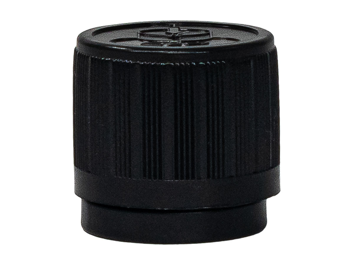 18mm Te Finish, Black, Caps, Crc, Fine Ribbed, Pictorial, Orf Reducer, .185" Orf	