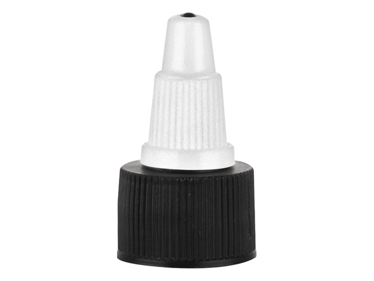 20/410 Finish, Black/White, Caps, Dispensing, Fine Ribbed, Twist Open/Close, HS Lnr