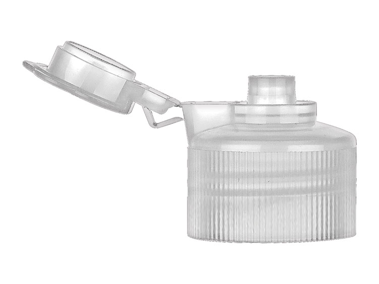 24/410 Finish, Natural, Caps, Dispensing, Fine Ribbed, Captive Hinge, .122" Orf