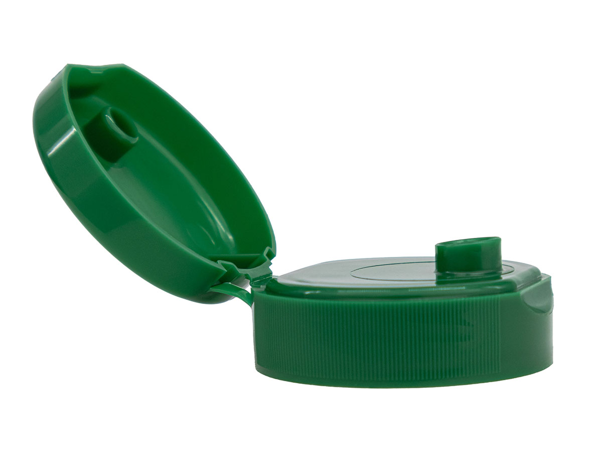 38/400 Finish, Green, Caps, Dispensing, Fine Ribbed, Snap-Top, .259" Orf, HS Lnr