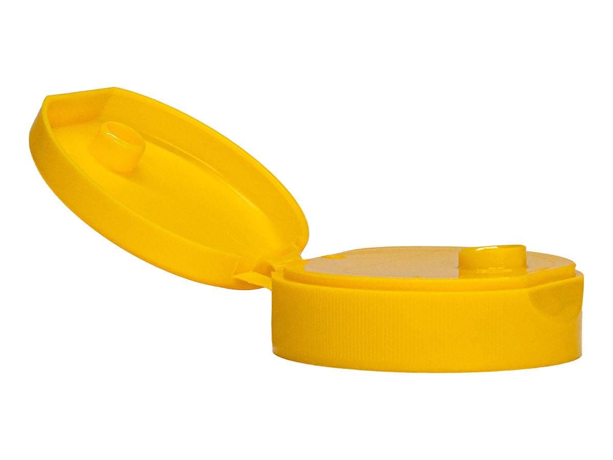 38/400 Finish, Yellow, Caps, Dispensing, Fine Ribbed, Snap-Top, .245" Orf, HS Lnr