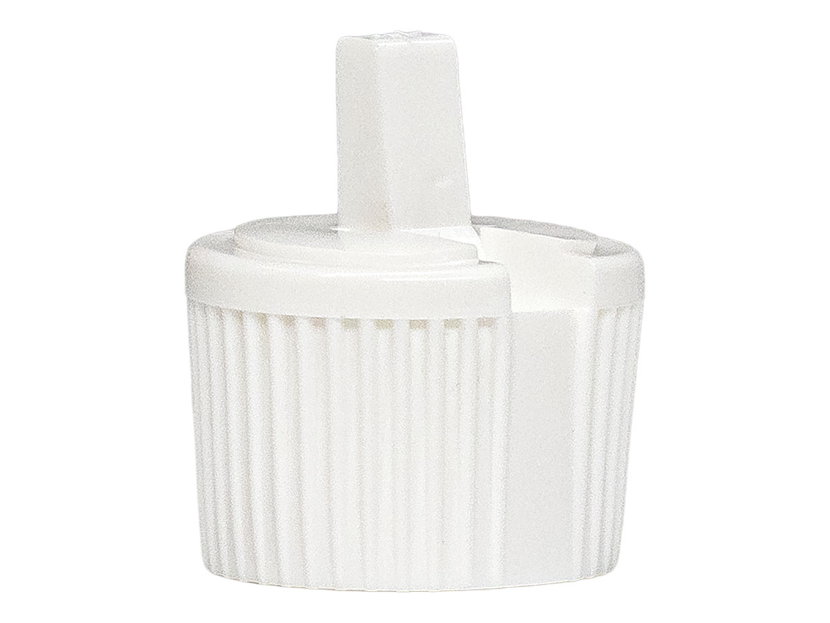 24/410 Finish, White, Caps, Dispensing, Fine Ribbed, Turret Style, .107" Orf