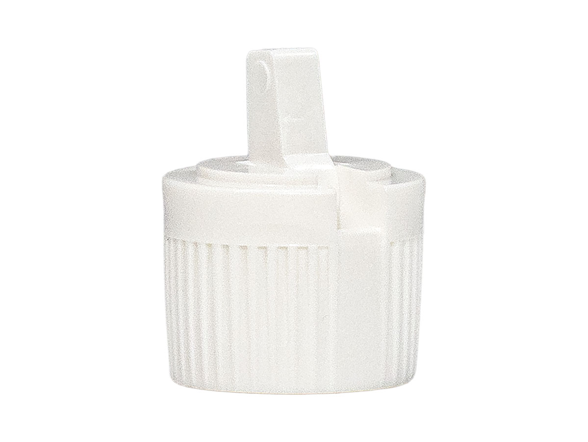 20/410 Finish, White, Caps, Dispensing, Fine Ribbed, Turret Style, .106" Orf