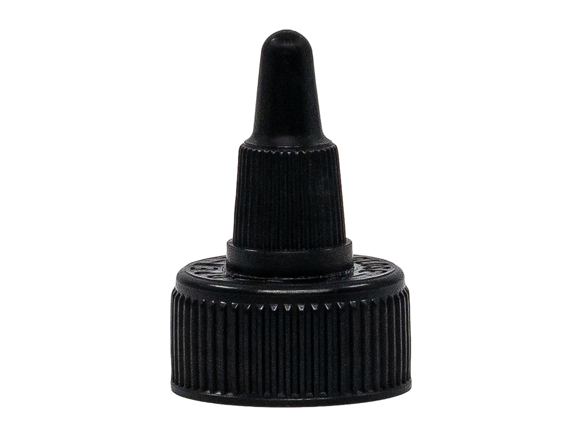 24/410 Finish, Black, Caps, Dispensing, Fine Ribbed, Twist Open/Close, HS Lnr