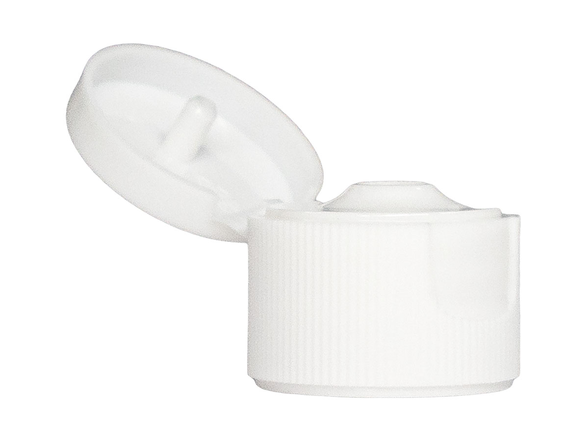 20/410 Finish, White, Caps, Dispensing, Fine Ribbed, Snap-Top, .111 " Orf