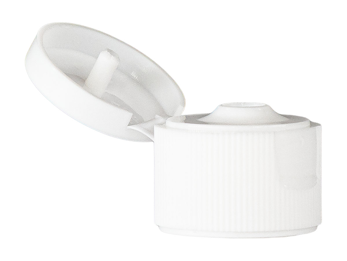 20/410 Finish, White, Caps, Dispensing, Fine Ribbed, Snap-Top, .113" Orf