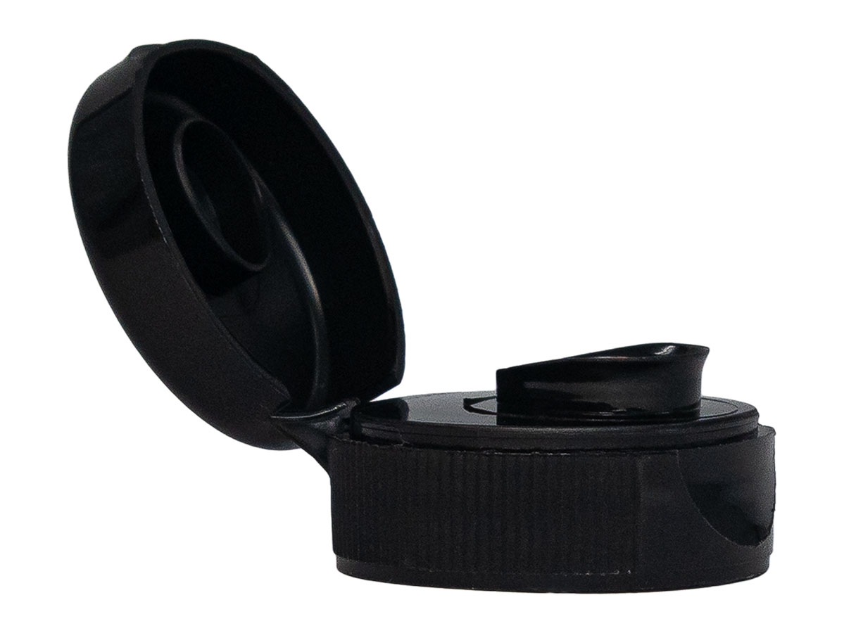 28/400 Finish, Black, Caps, Dispensing, Fine Ribbed, Snap-Top, .418" Orf, HS Lnr