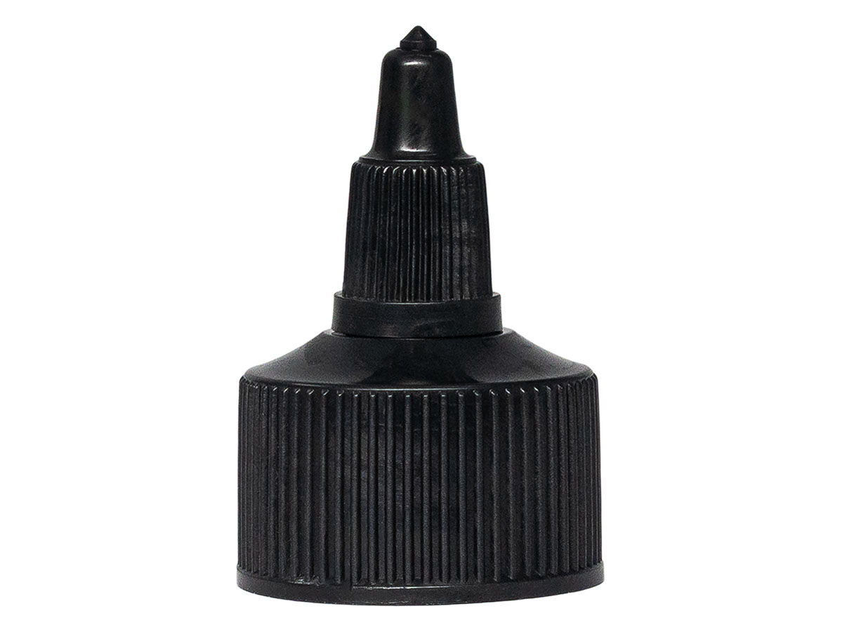 28/410 Finish, Black, Caps, Dispensing, Fine Ribbed, Twist Open/Close, HS Lnr