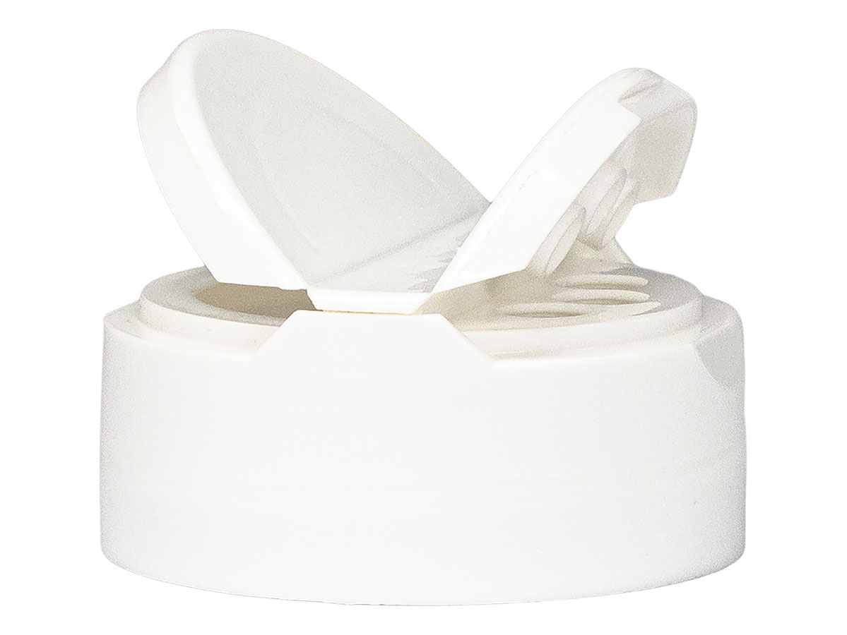 43/485 Finish, White, Caps, Dispensing, Smooth, Dual Flap, Shaker/Spoon Style, Hs Lnr
