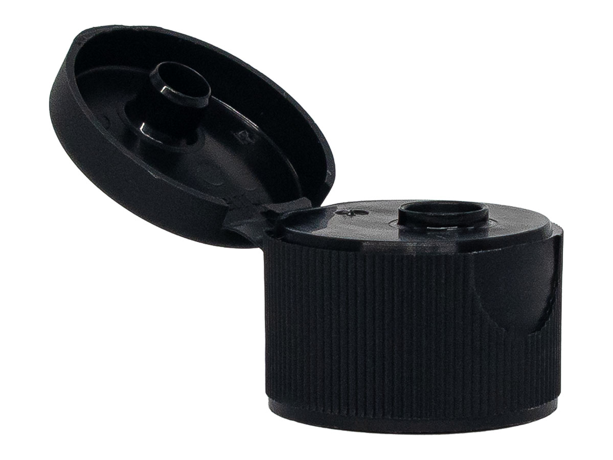 24/410 Finish, Black, Caps, Dispensing, Fine Ribbed, Snap-Top, .247" Orf, Ps Lnr