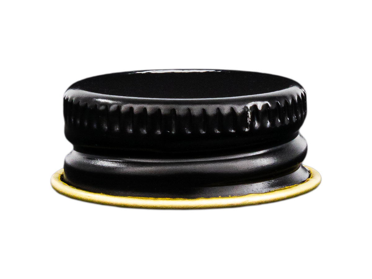22/400 Finish, Black, Caps, Metal, Ribbed Neck, Gold Inner, Pulp And Vinyl Lnr