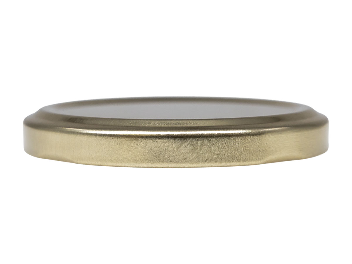 63mm 4 Lug Finish, Gold, Caps, Metal, Smooth, Plastisol Lnr, Beige Inner, Stacking Ring