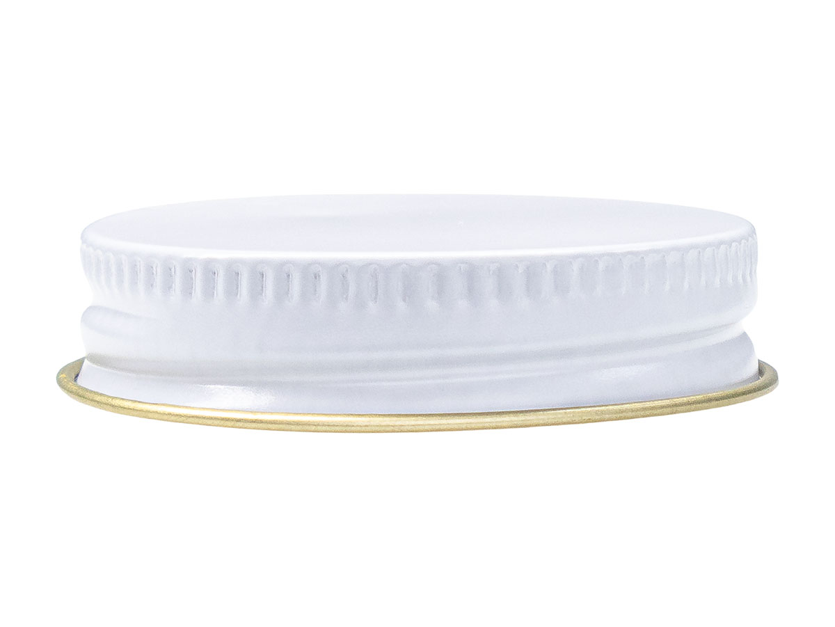 43/400 Finish, White, Caps, Metal, Ribbed Neck, Pulp Lnr