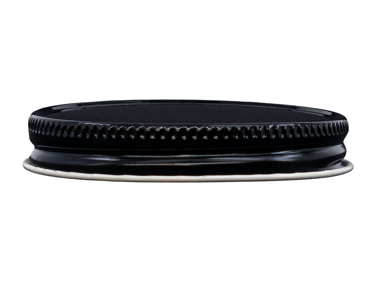 63/400 Finish, Black, Caps, Metal, Ribbed Neck, White Inner, Plastisol Lnr