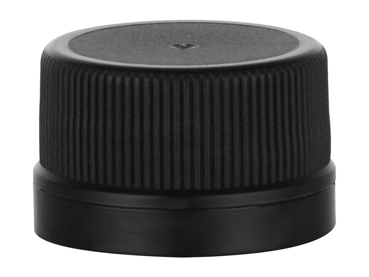 28mm TE Finish, Black, Caps, Fine Ribbed, Beverage Style, Matte Top, Foam Lnr
