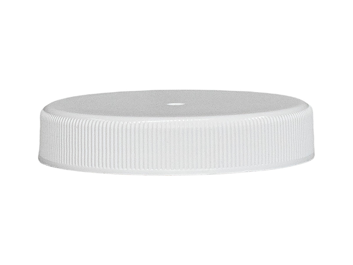 53/400 Finish, White, Caps, Fine Ribbed, Smooth Top, PS Lnr