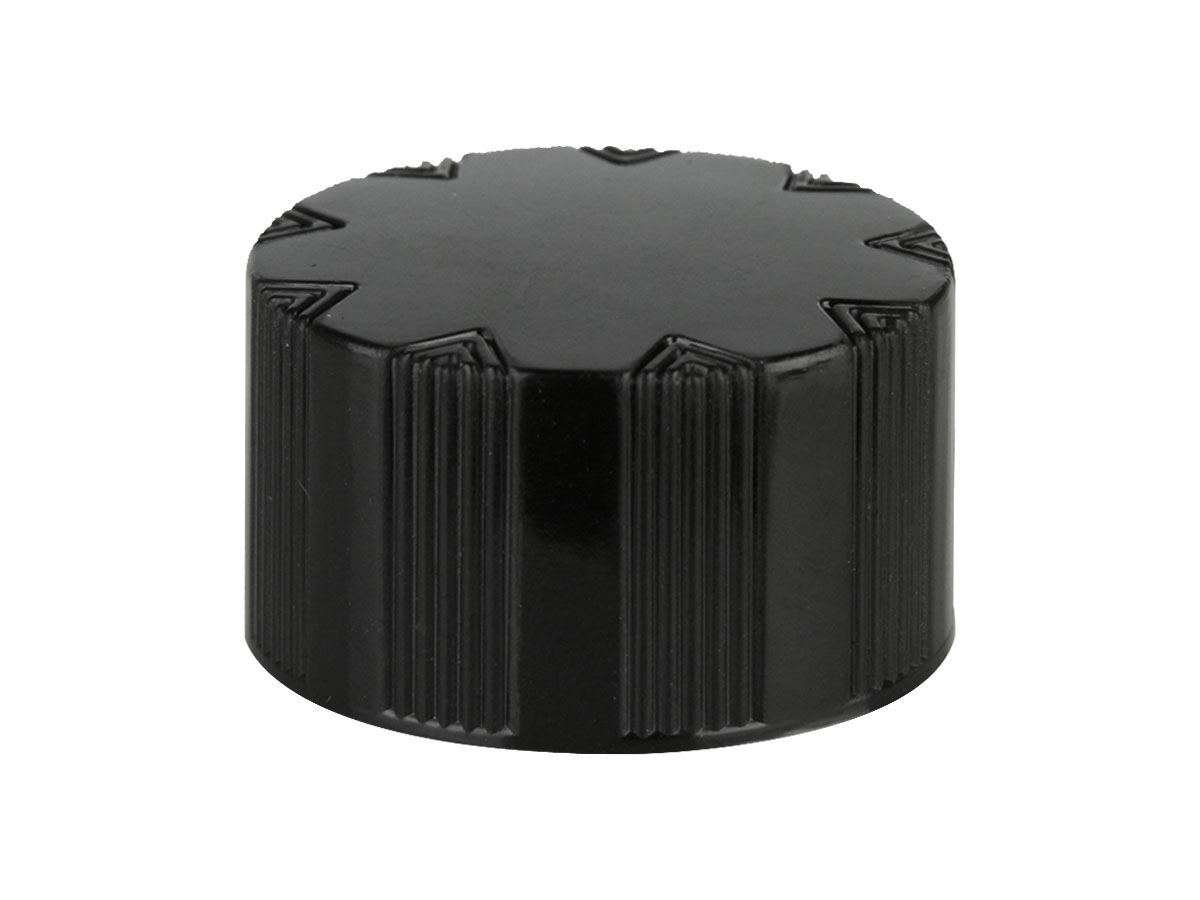 24/414 Finish, Black, Caps, Phenolic, Ribbed, Fluted Top, Cone Lnr