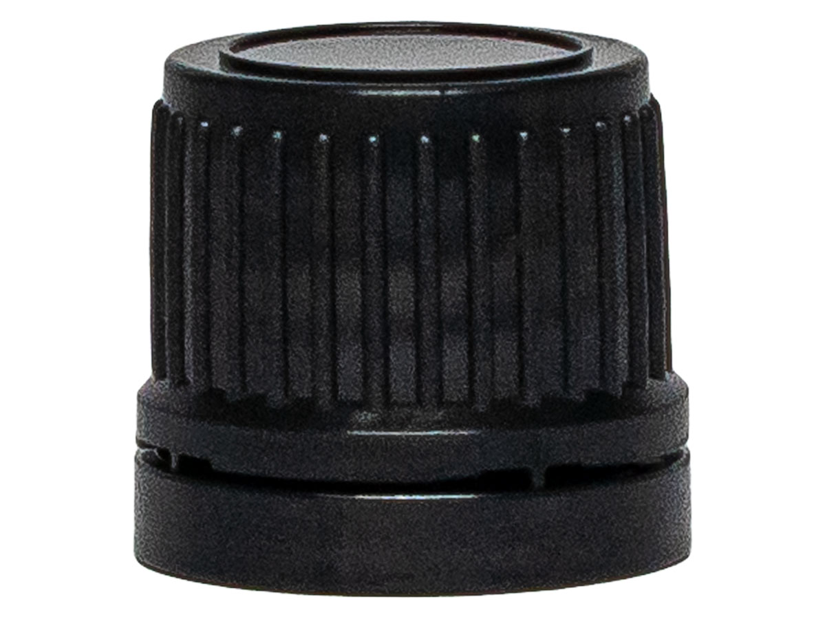 18mm Te Finish, Black, Caps, Fine Ribbed, Smooth Top, Cone Lnr
