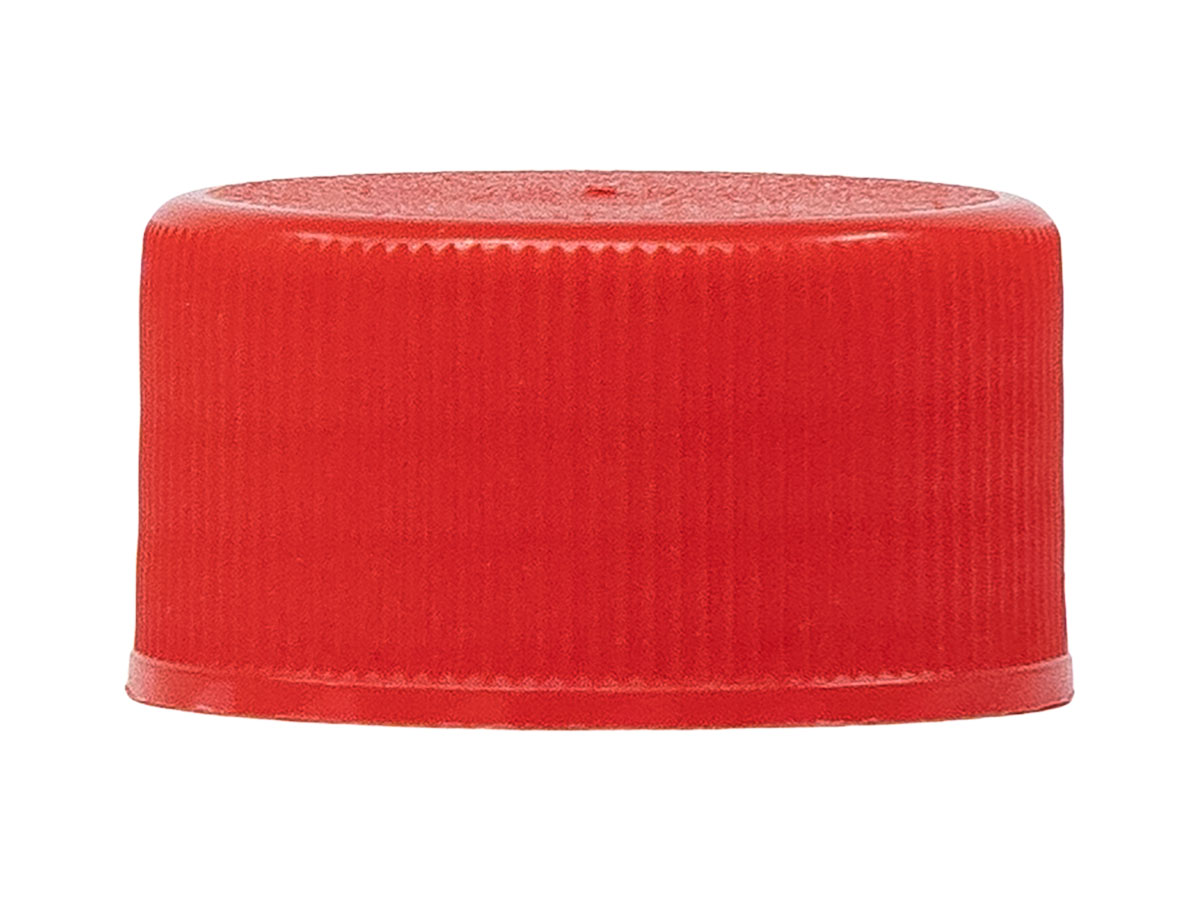 24/410 Finish, Red, Caps, Fine Ribbed, Stipple Top