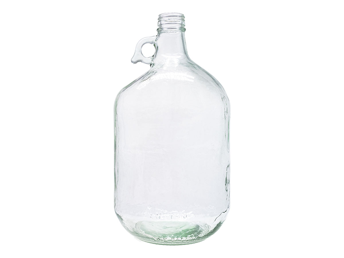 1 Gallon, 38/400 Finish, Flint, Bottles, Glass, Round, Jug Style (Growler), Loop Handle