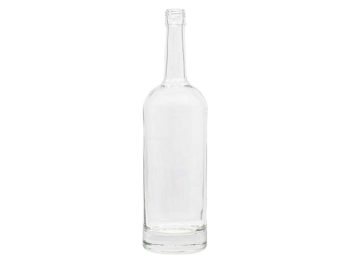 1 Liter, 28mm ROPP Finish, Flint, Bottles, Glass, Liquor Style Round, Long Neck