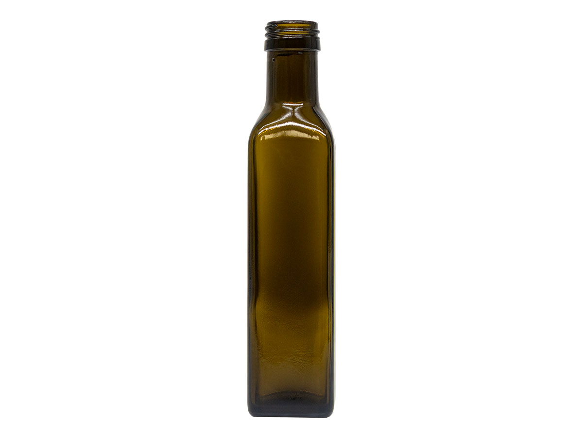 250 mL, 31.5 Mm ROPP Finish, Antique Green, Bottles, Glass, Olive Oil Style Square (Marasca)