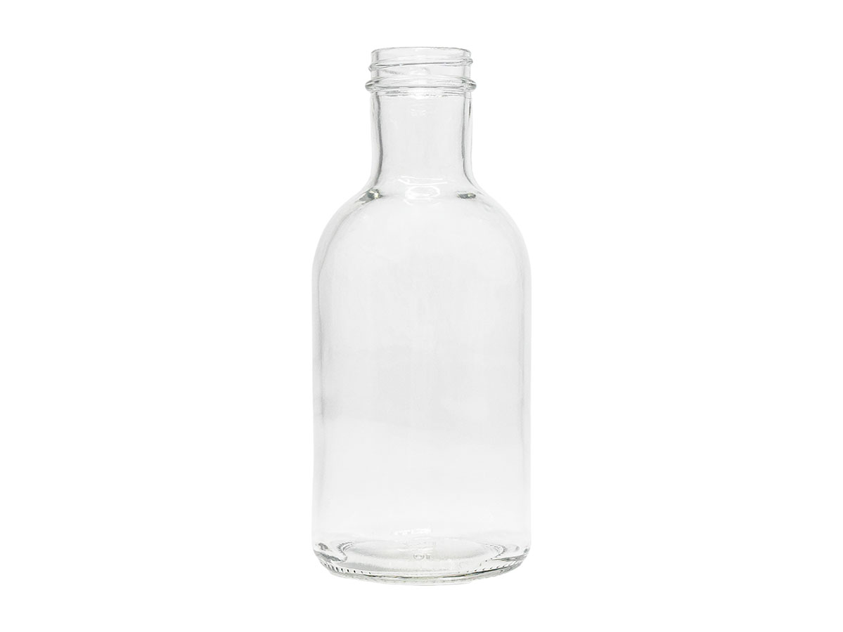 16 oz., 38/400 Finish, Flint, Bottles, Glass, Sauce Style Round, Label Panel