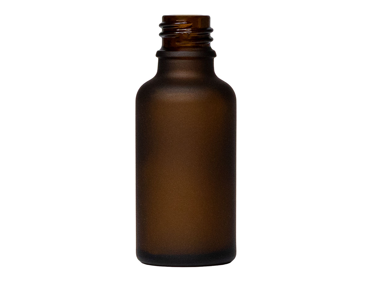 30 mL, 18mm TE Finish, Frosted/Amber, Bottles, Glass, Boston Round
