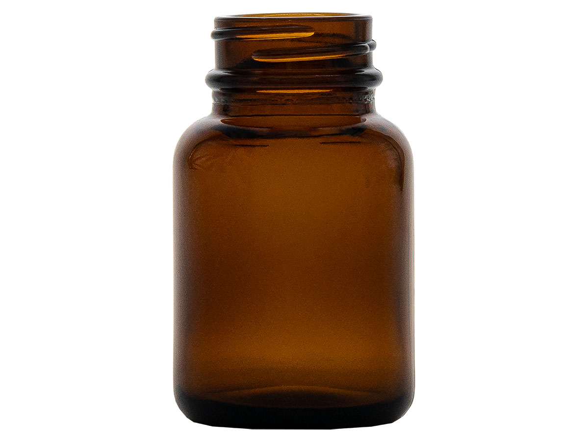 60 cc, 33/400 Finish, Amber, Bottles, Glass, Round Packer