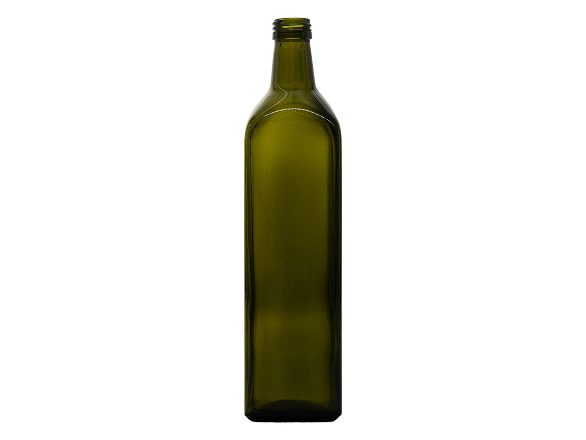 1000mL, 31.5mm ROPP Finish, Antique Green, Bottles, Glass, Olive Oil Style Square (Marasca)