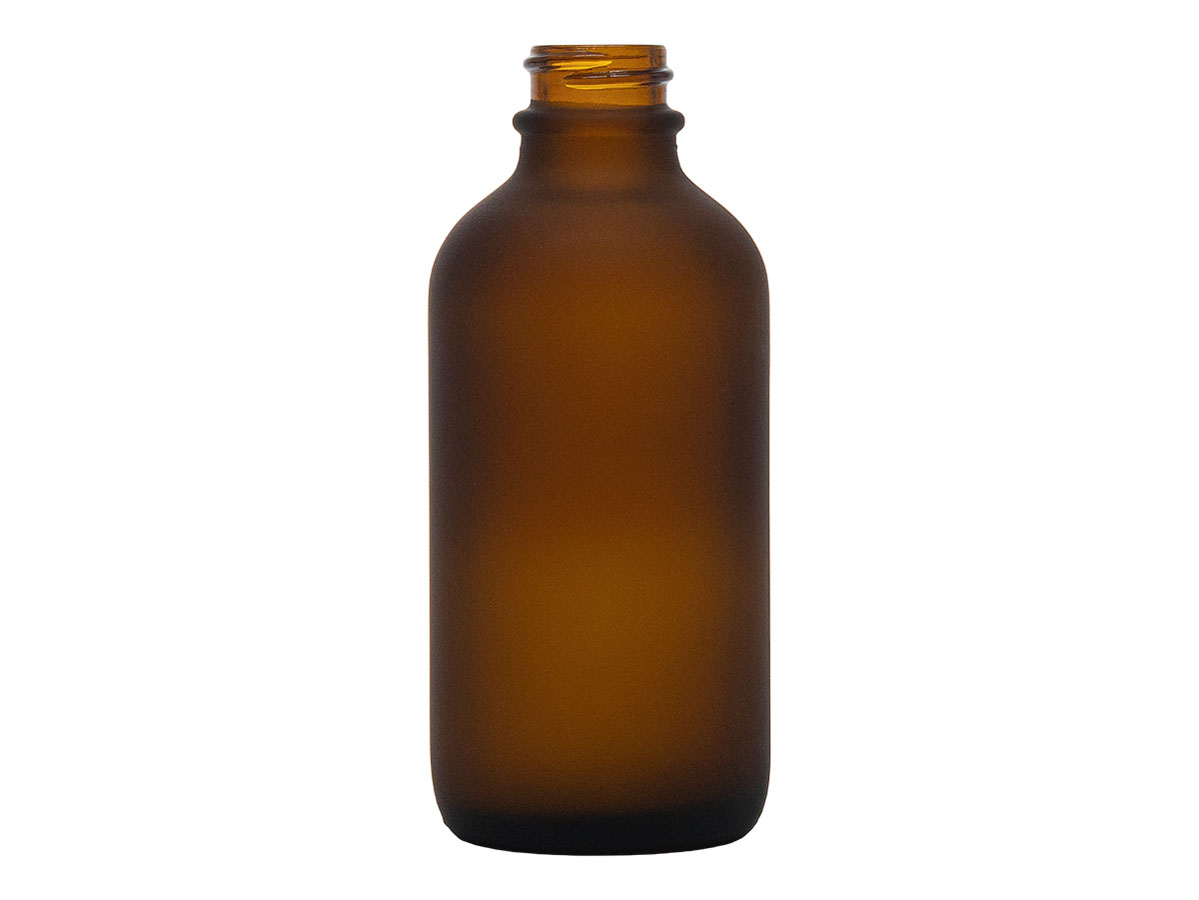4 oz., 22/400 Finish, Frosted/Amber, Bottles, Glass, Boston Round