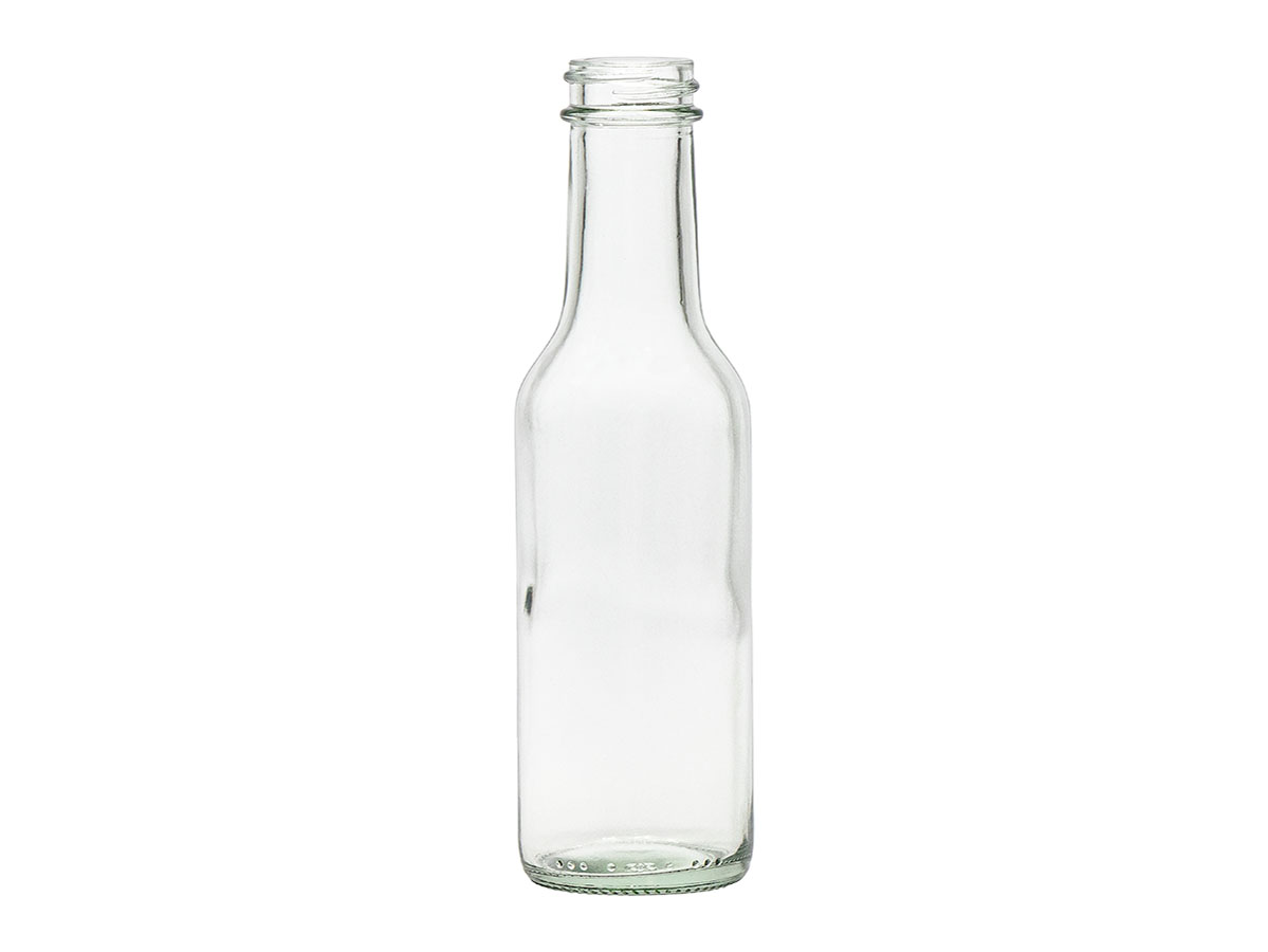 5 oz., 28/400 Finish, Flint, Bottles, Glass, Sauce Style Round	