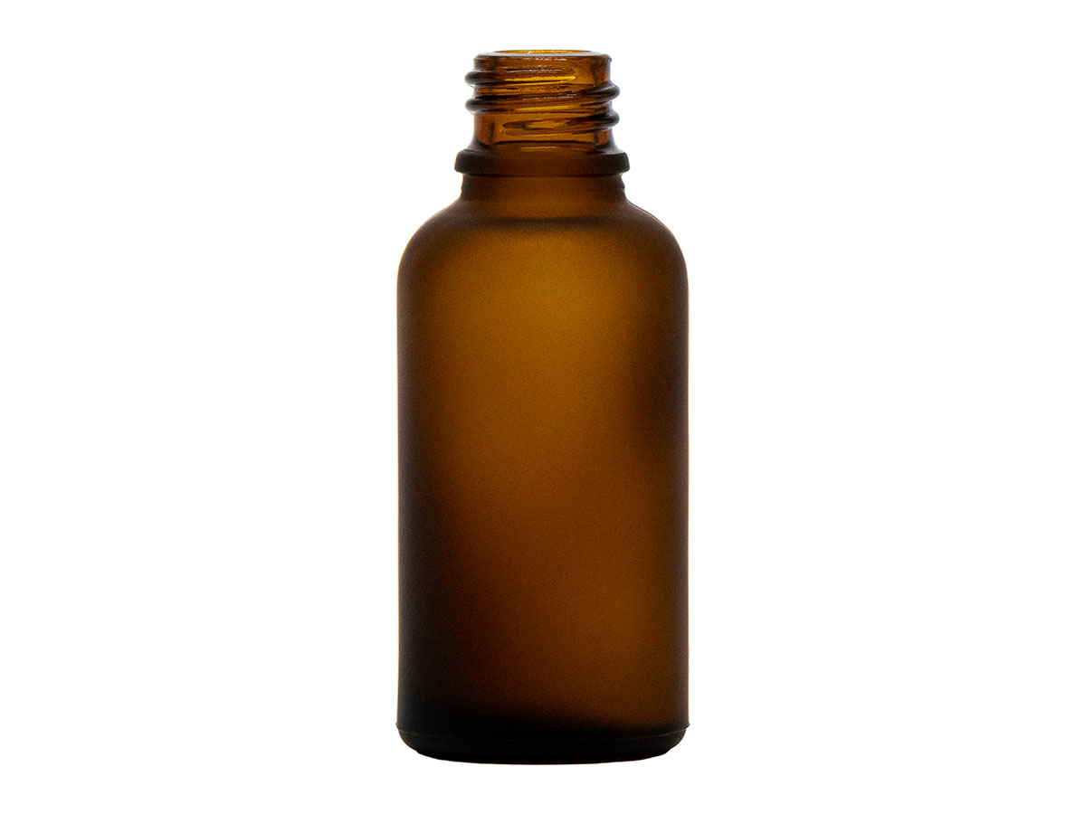 30 mL, 18mm Te Finish, Frosted/Amber, Bottles, Glass, Boston Round
