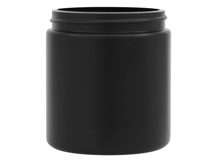 8 oz., 70/400 Finish, Black, Jars, HDPE, Single Wall Round