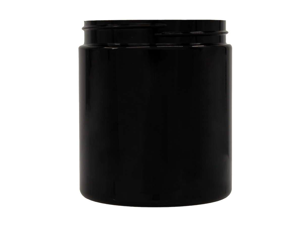 19 oz., 89/400 Finish, Black, Jars, PET, Straight Sided, Single Wall Round