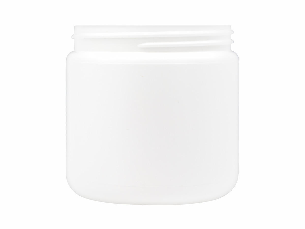 16 oz., 89/400 Finish, White, Jars, HDPE, Straight Sided, Single Wall Round