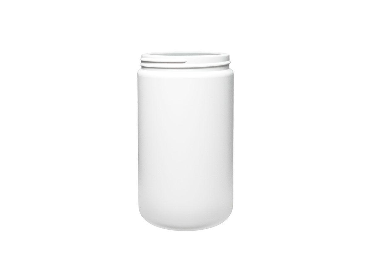 28 oz., 89/400 Finish, White, Jars, HDPE, Single Wall Round, Label Panel