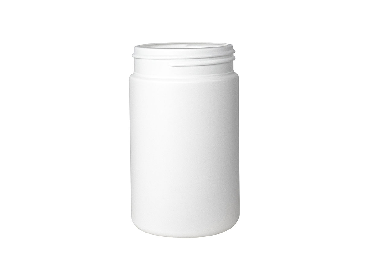 8 oz., 63/400 Finish, White, Jars, HDPE, Single Wall Round, Label Panel