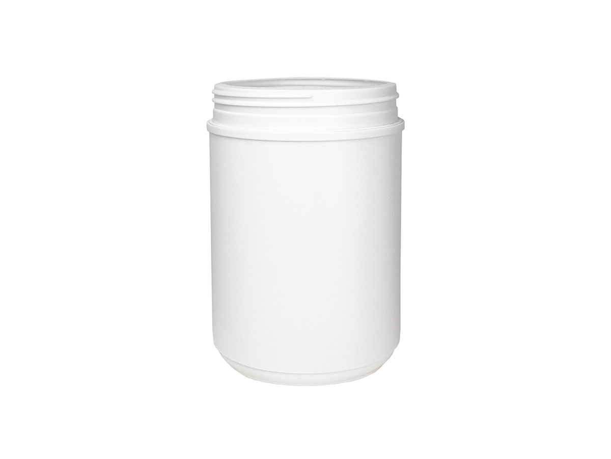 57 oz., 120/400 Finish, White, Jars, HDPE, Single Wall Round, Label Panel