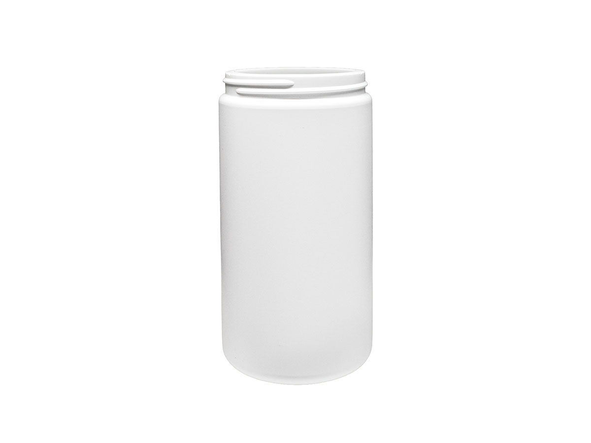 34 oz., 89/400 Finish, White, Jars, HDPE, Single Wall Round, Label Panel
