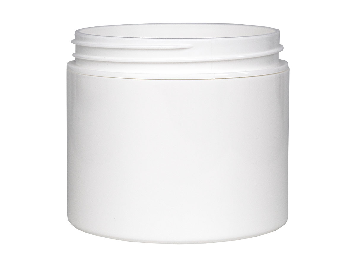 4 oz., 70/400 Finish, White, Jars, PP, Double Wall Round, Square Base