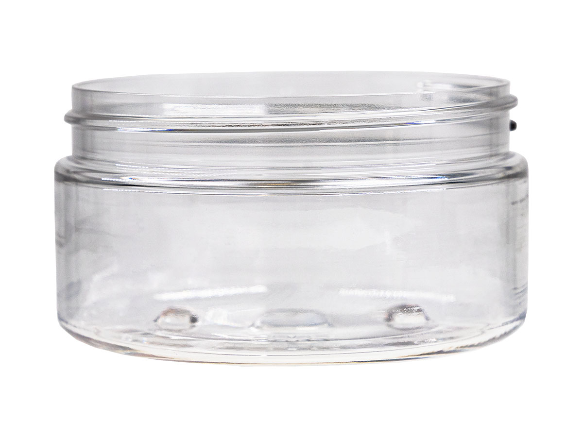 8 oz., 89/400 Finish, Clear, Jars, PET, Straight Sided, Single Wall Round, Low Profile
