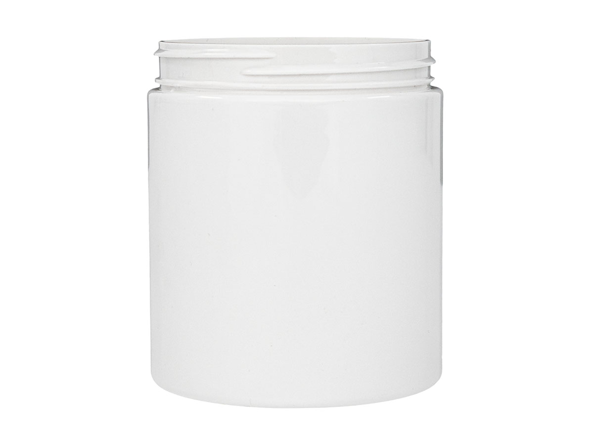 16 oz., 89/400 Finish, White, Jars, PET, Single Wall Round, Label Panel