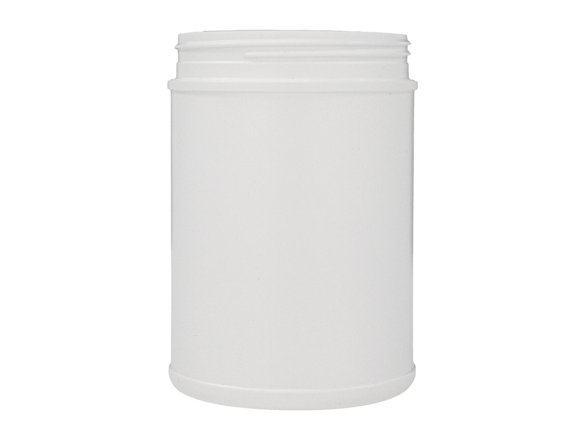 70 oz., 120/400 Finish, White, Jars, HDPE, Single Wall Round, Label Panel