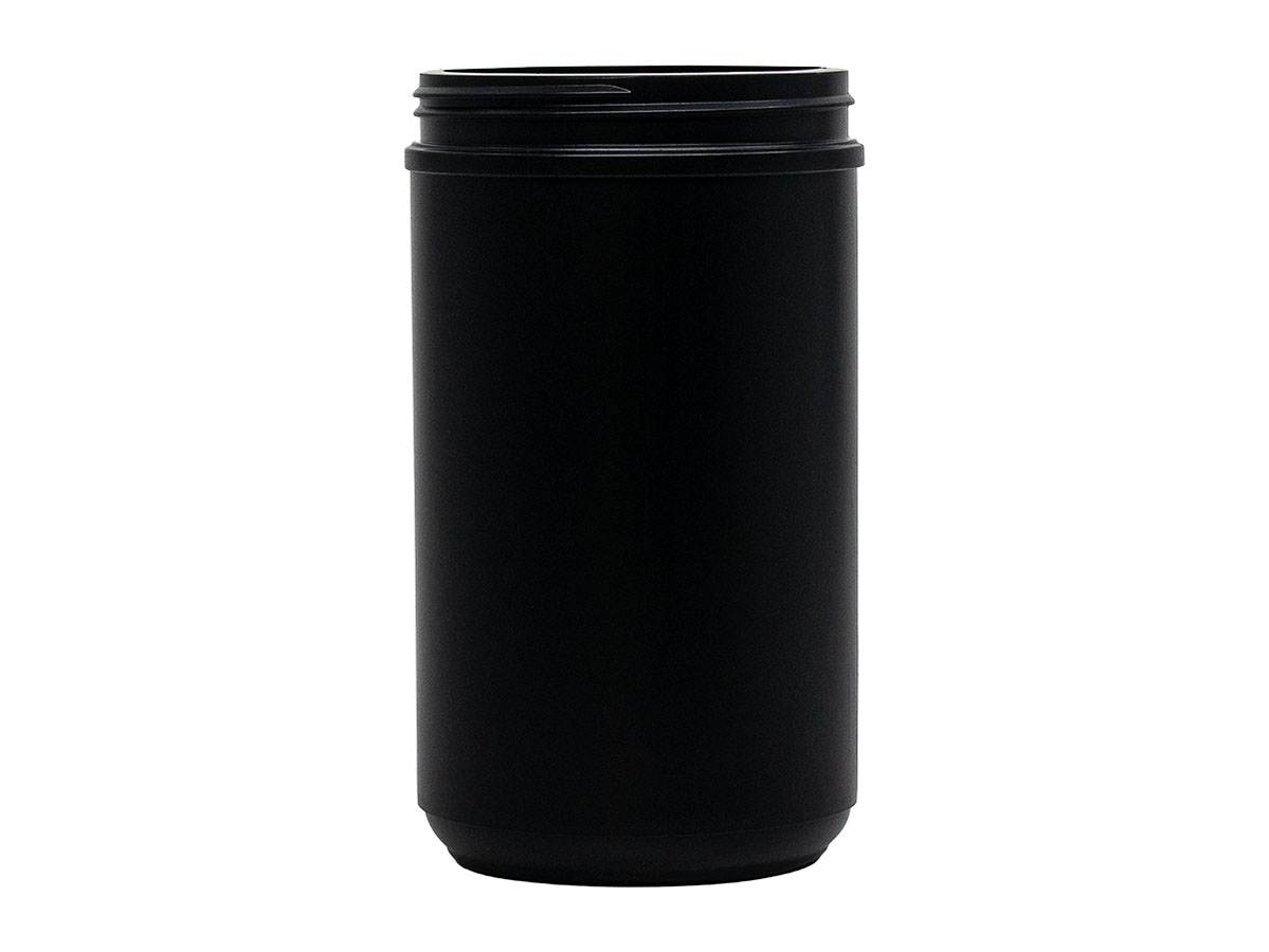 46 oz., 100mm Finish, Black, Jars, HDPE, Single Wall Round, Label Panel
