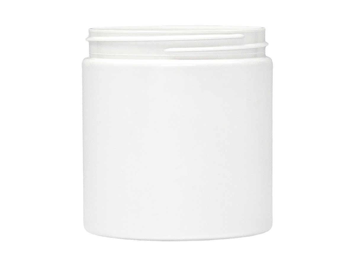 8 oz., 70/400 Finish, White, Jars, PET, Straight Sided, Single Wall Round